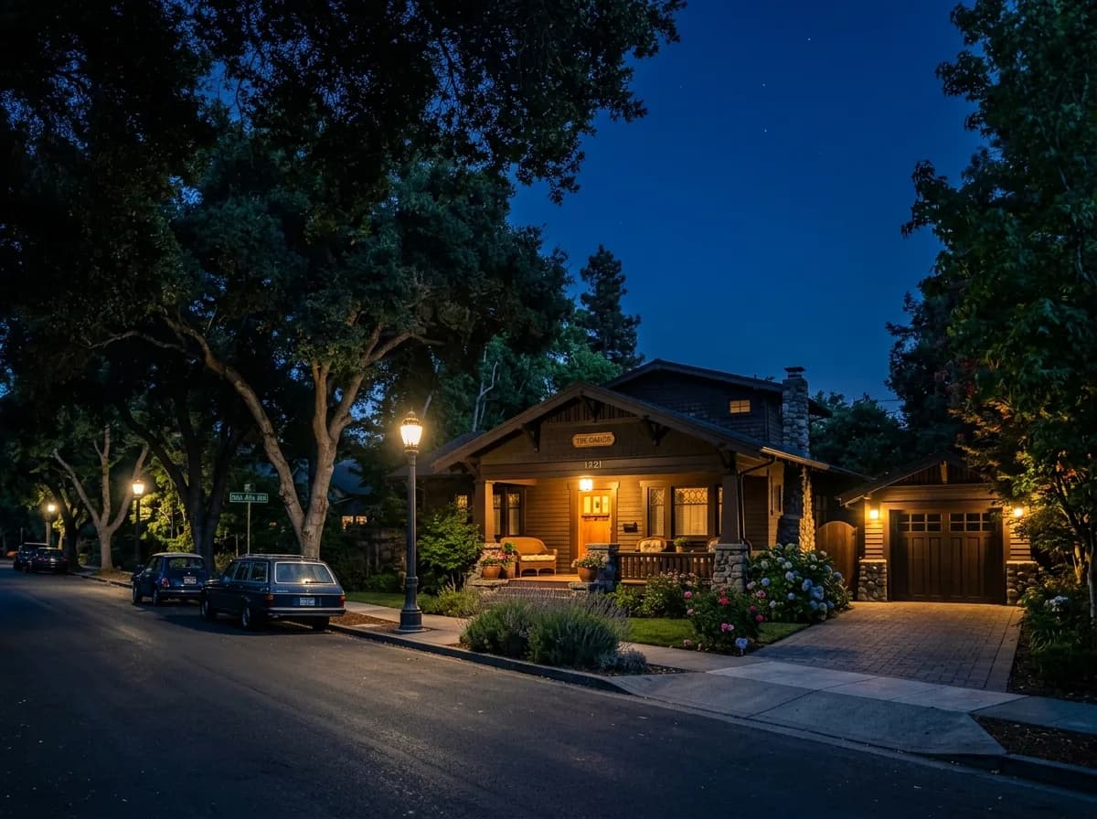 A garage door on a Palo Alto, Santa Clara home characteristic of the area