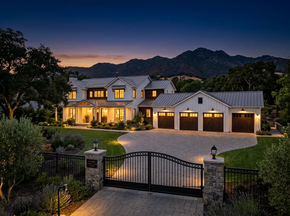 A garage door on a Alamo, Contra Costa home characteristic of the area