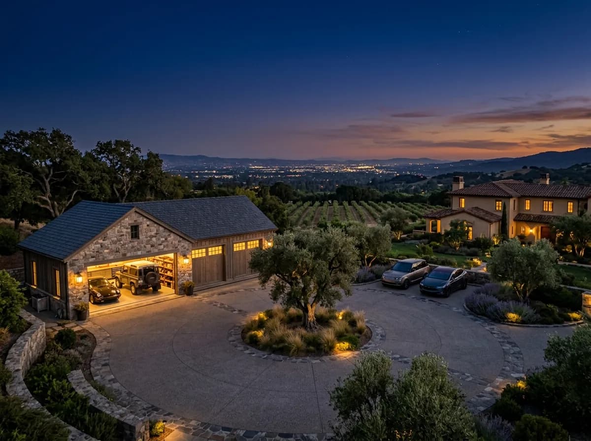 A garage door on a Los Altos Hills, Santa Clara home characteristic of the area