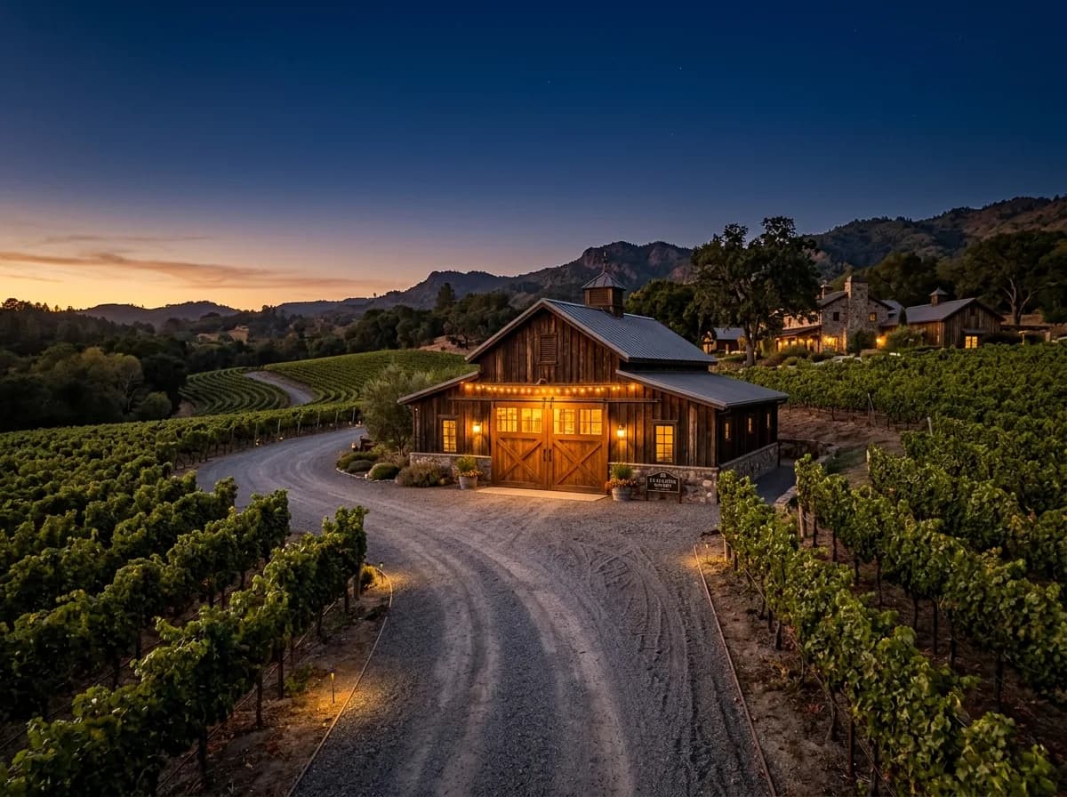 A garage door on a St. Helena, Napa home characteristic of the area