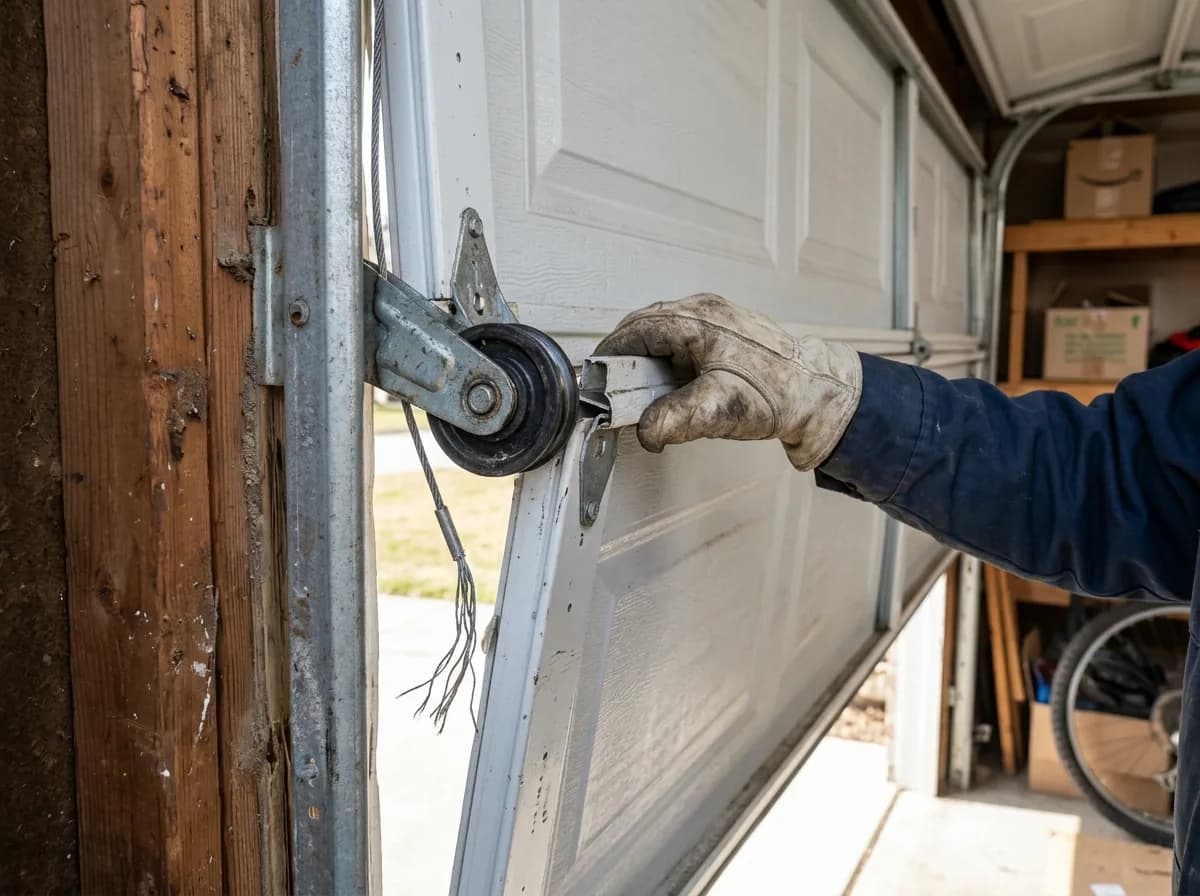 Off-Track & Cable Repair — a technician performing off-track & cable on a residential garage door